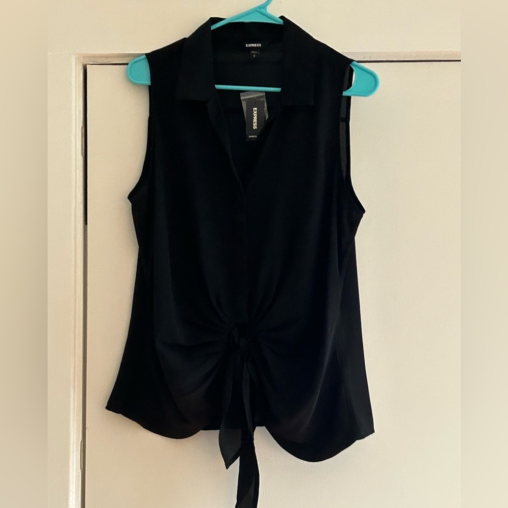Express Collared, V-Neck Tie Front Tank Top